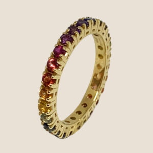 Ring in yellow gold with 29 sapphires