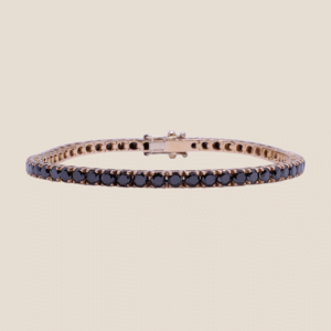 Tennis bracelet in rose gold with black diamonds