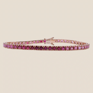 Bracelet tennis en or rose avec saphirs