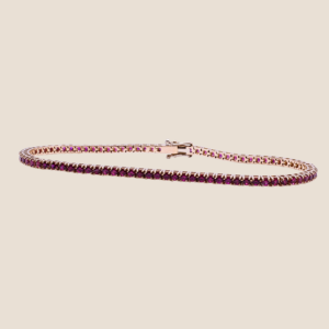 Tennis bracelet in rose gold with ruby