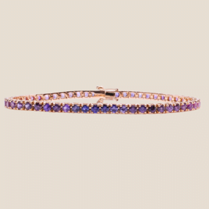 Tennis bracelet in rose gold with sapphires
