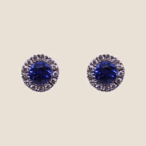 Lobe earrings in  gold, sapphires and diamonds