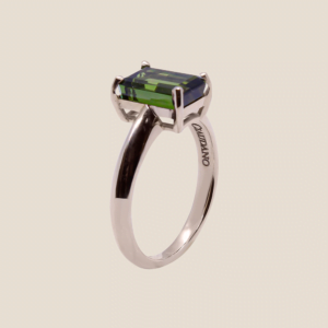 Ring in gold not rhodium with green tourmaline